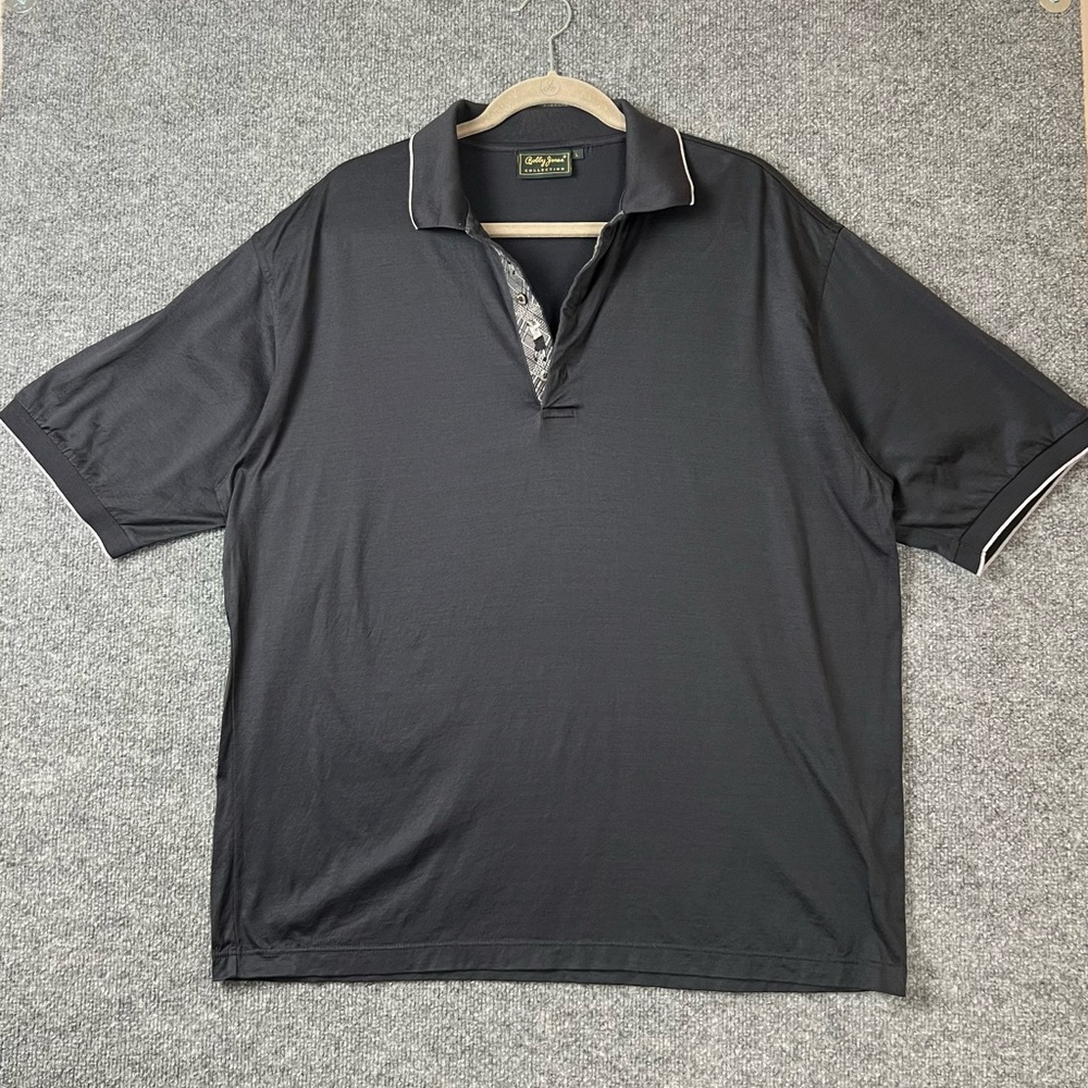 BOBBY JONES Golf Shirt Mens Sz L 100% Cotton Iconic Logo Collar Black‎
